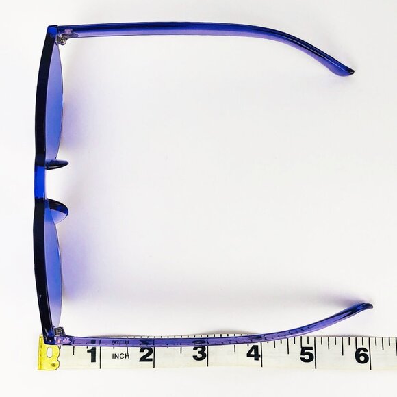 Purple Rimless Transparent Clear Lens Sunglasses - Picture 10 of 10